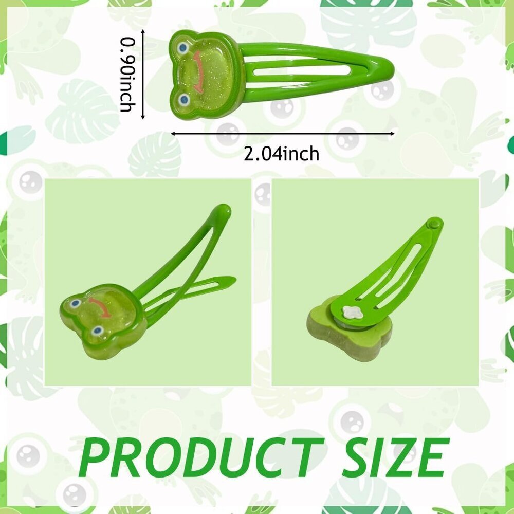 20 Pcs Green Frog Hair Clips Animal Theme Kids Hair Accessories - Picture 2 of 6